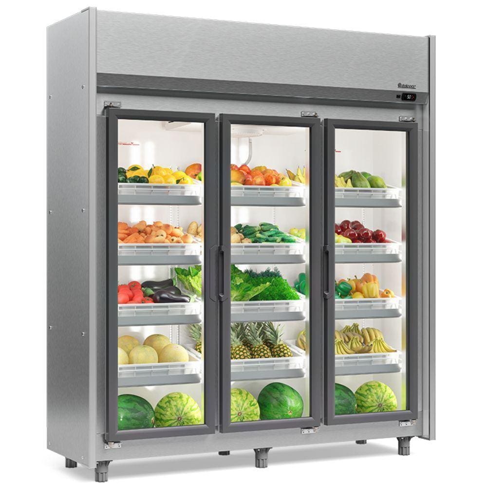 Refrigerador Vertical Hortifruti 3 Portas de Vidro GEAS3P Gelopar