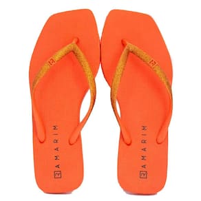 Chinelo Ramarim Glitter de Dedo Bico Quadrado - Laranja