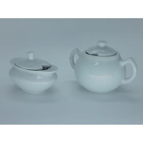 Kit 2 açucareiros - barquinha 100ml - chaleira 250ml - Porcelana Branca