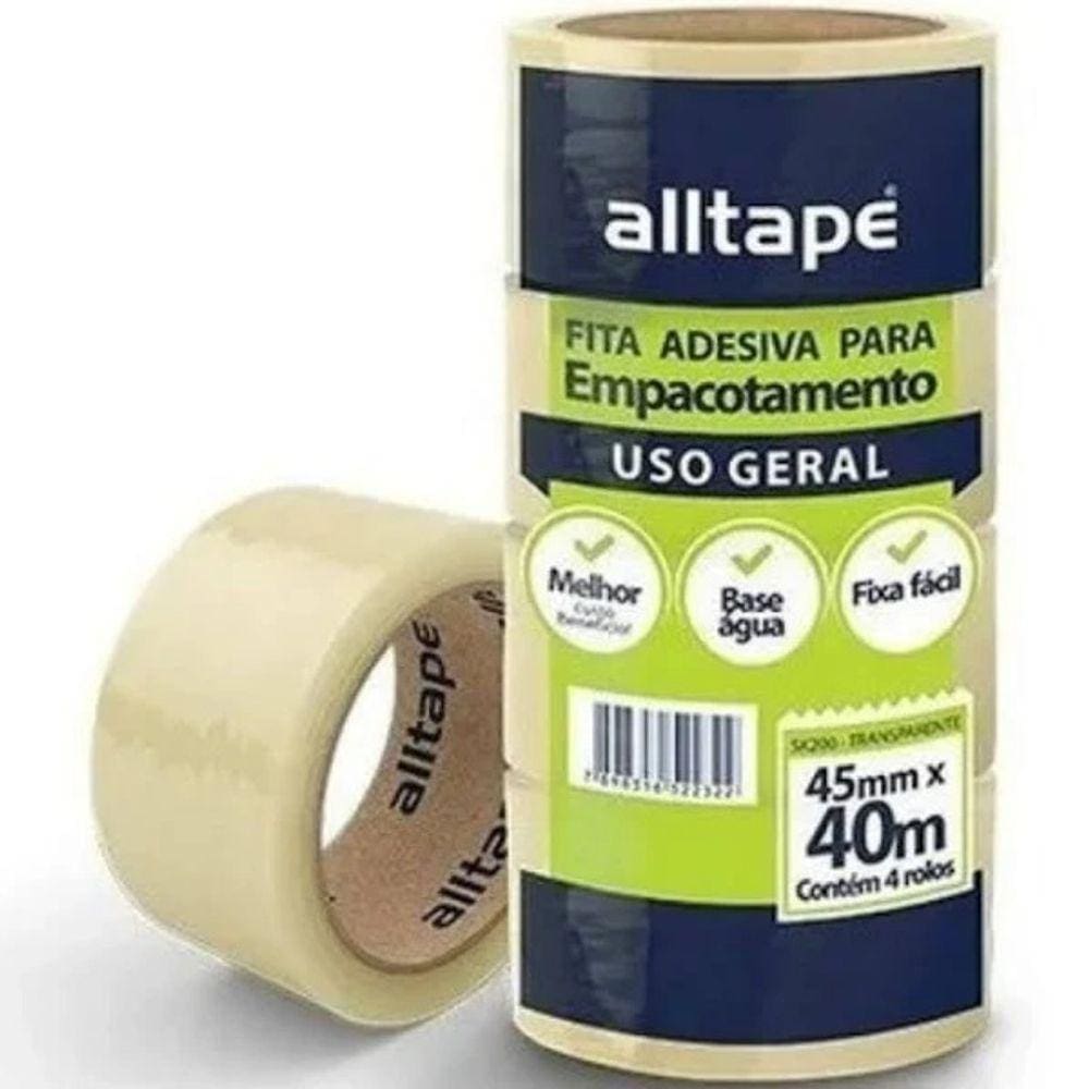 Fita Adesiva Transparente 45MM X 40M 4 Rolos Alltape