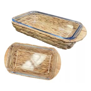 Conjunto 2 Travessas Assadeira Vidro 39x23x5cm E 29x17x5cm