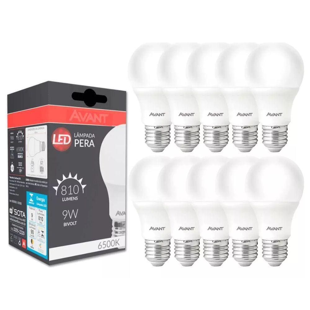 Lampada Led Pera 9W Avant 10 Unidades