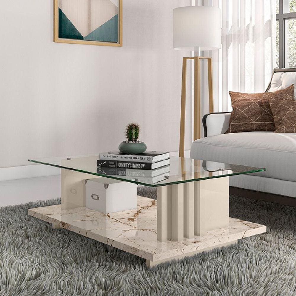 Mesa de Centro Frizz - CALACATA / OFF WHITE - Madetec