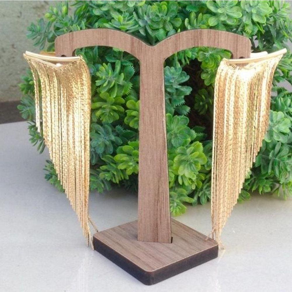 Brinco Feminino Franja Banhado A Ouro