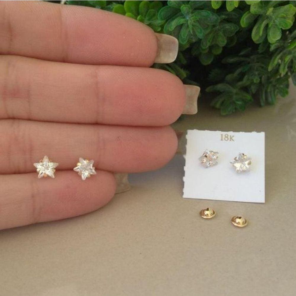 Brinco Estrela 6Mm Ouro 18K