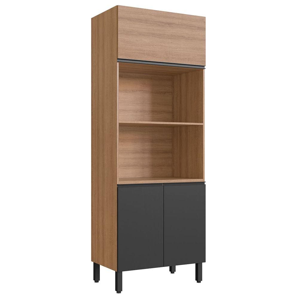 Torre Quente 3 Portas 2 Prateleiras Grafite/Montana - Quiditá Móveis