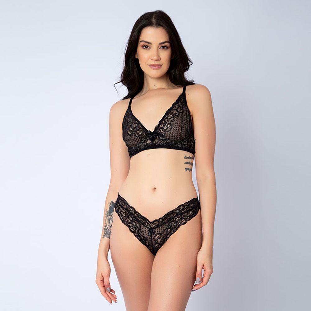 Conjunto Todo de Renda sem Bojo e com Aro