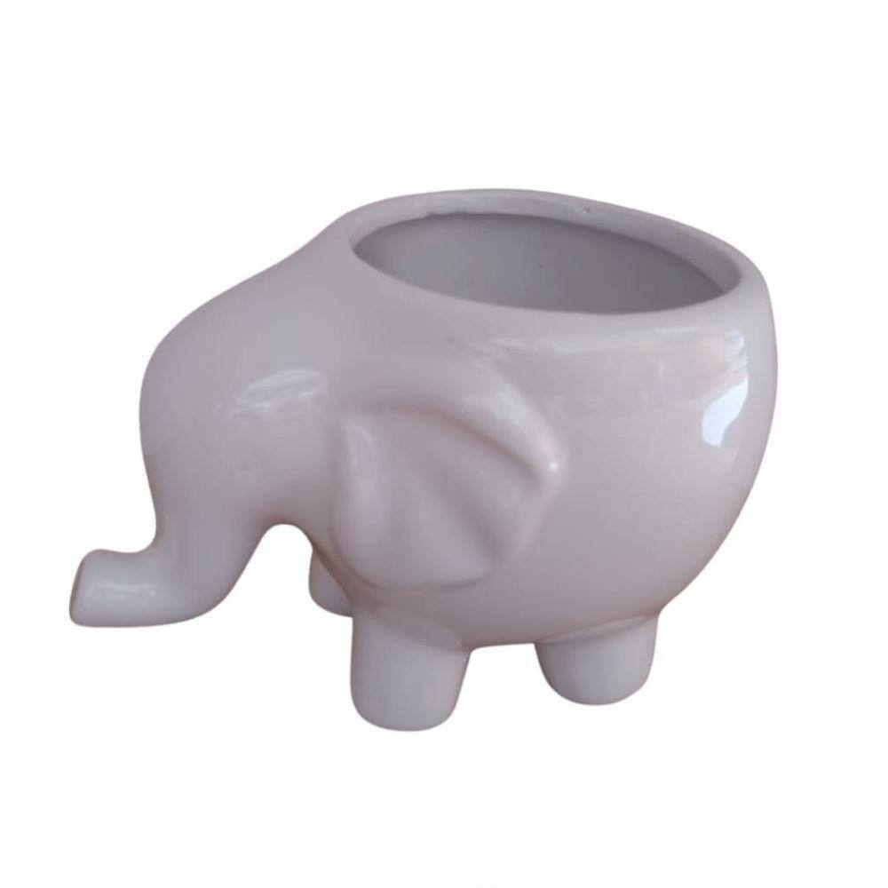 Vaso Elefante Esmaltado Branco 7 X 11