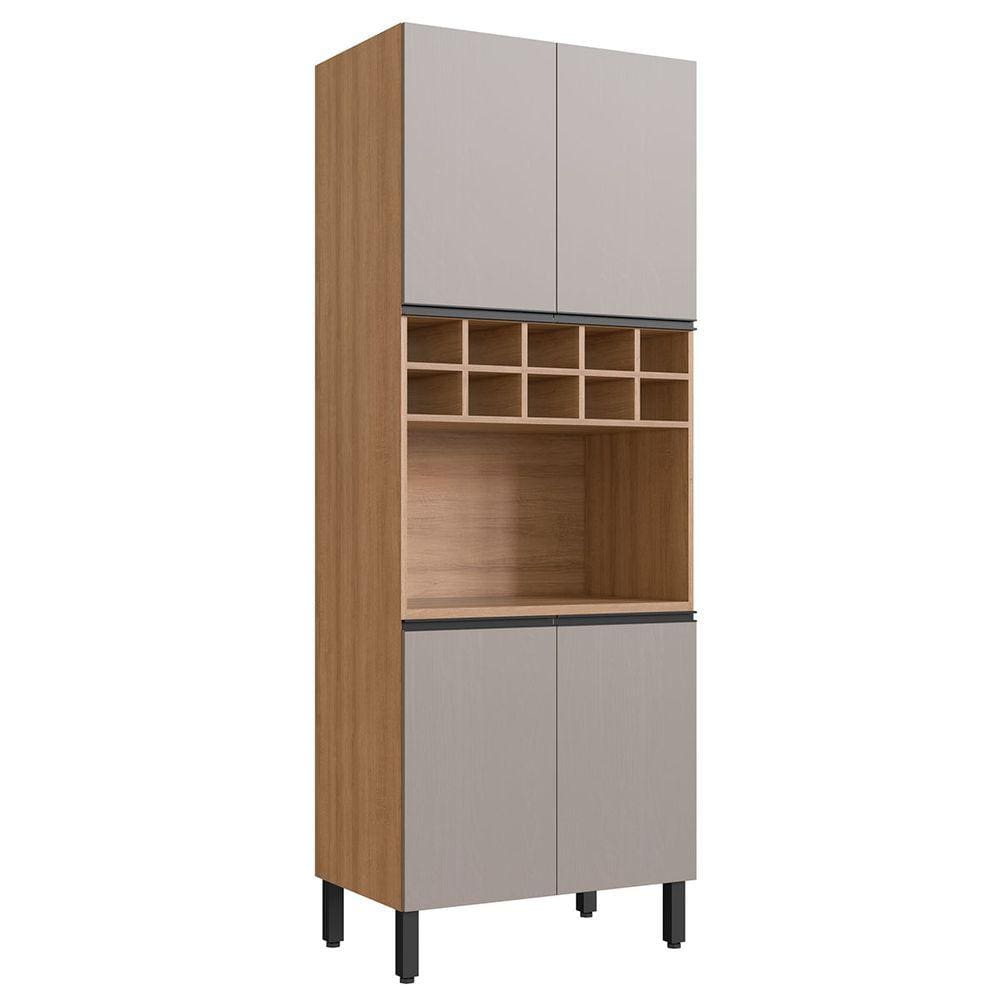 Torre Quente 4 Portas 2 Prateleiras Montana/Fumê - Quiditá Móveis