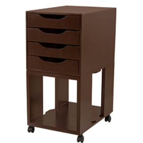 Caixa Arquivo Organizado Gaveteiro Easy Box MDF 4 Gavetas com Rodízios Marrom