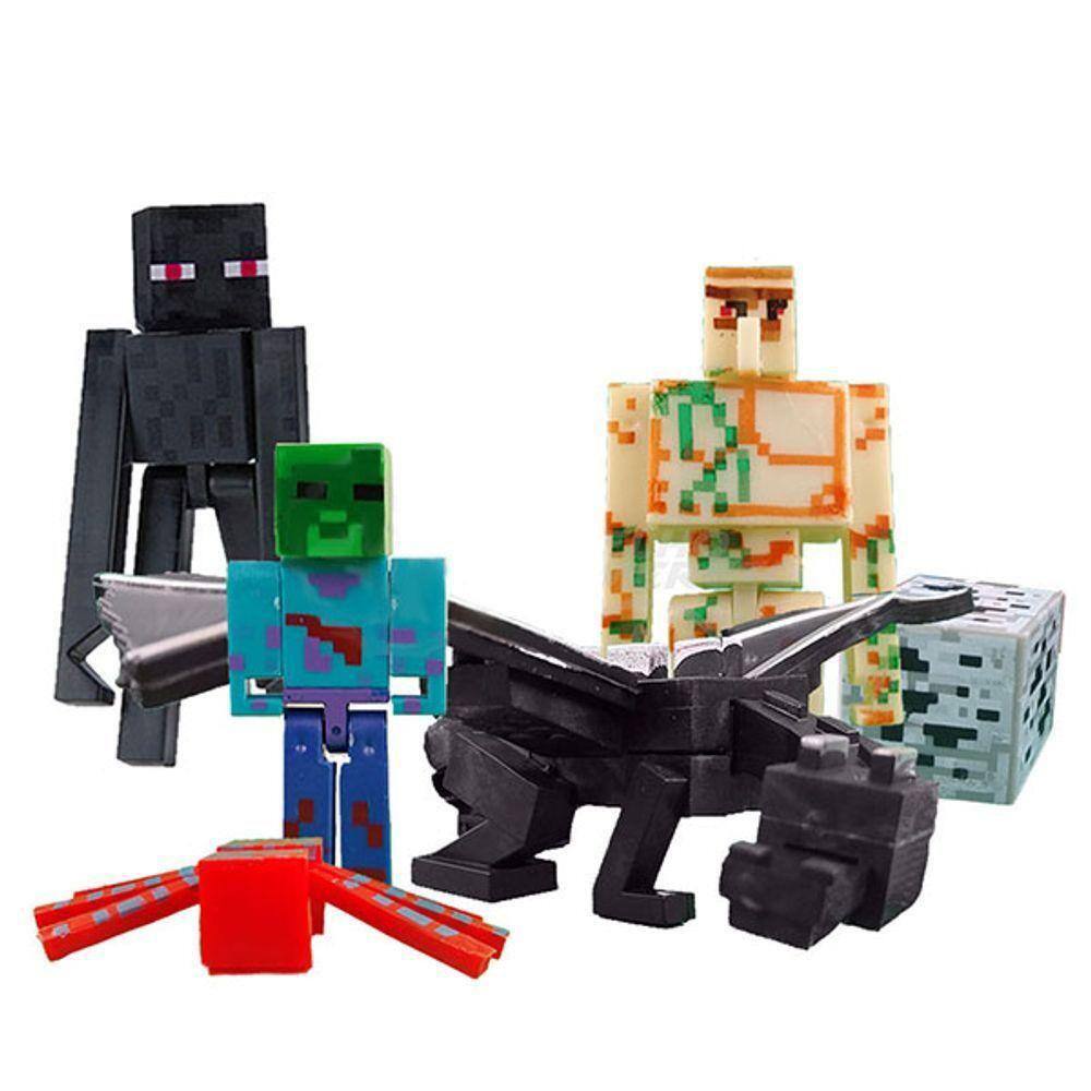 Minecraft Blocos Montar Coleção 8 Bonecos G0105