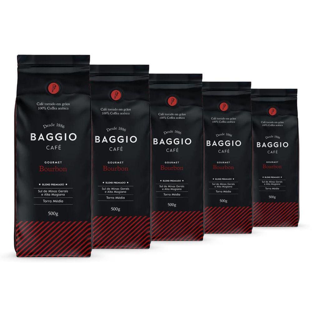 Café em Grão, Baggio, Bourbon, 5 Pacotes de 500g