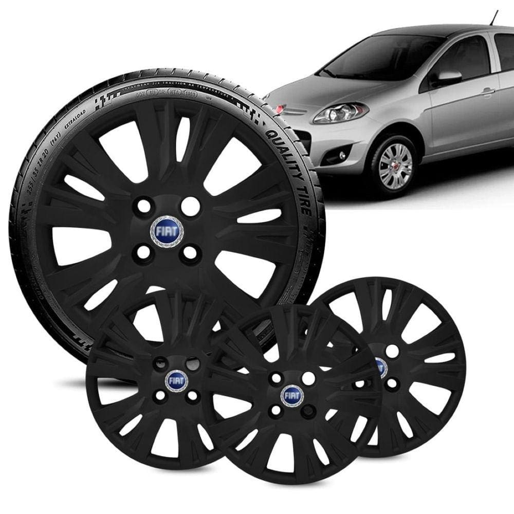 Jogo 4 Calota Palio Essence aro 13 2014 a 16 Preta Fosc Azul
