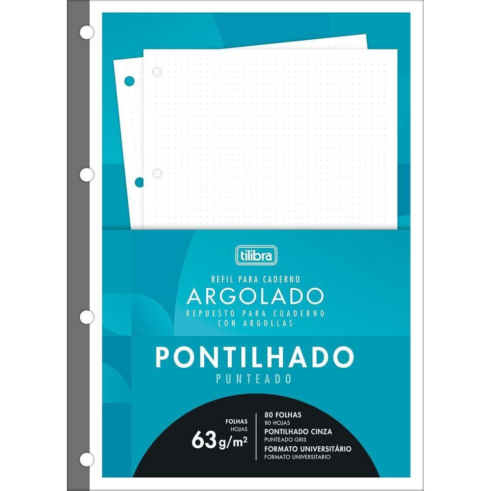 Refil Caderno Argolado e Fichário Pontilhado 80Fls Tilibra