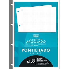 Refil Caderno Argolado e Fichário Pontilhado 80Fls Tilibra