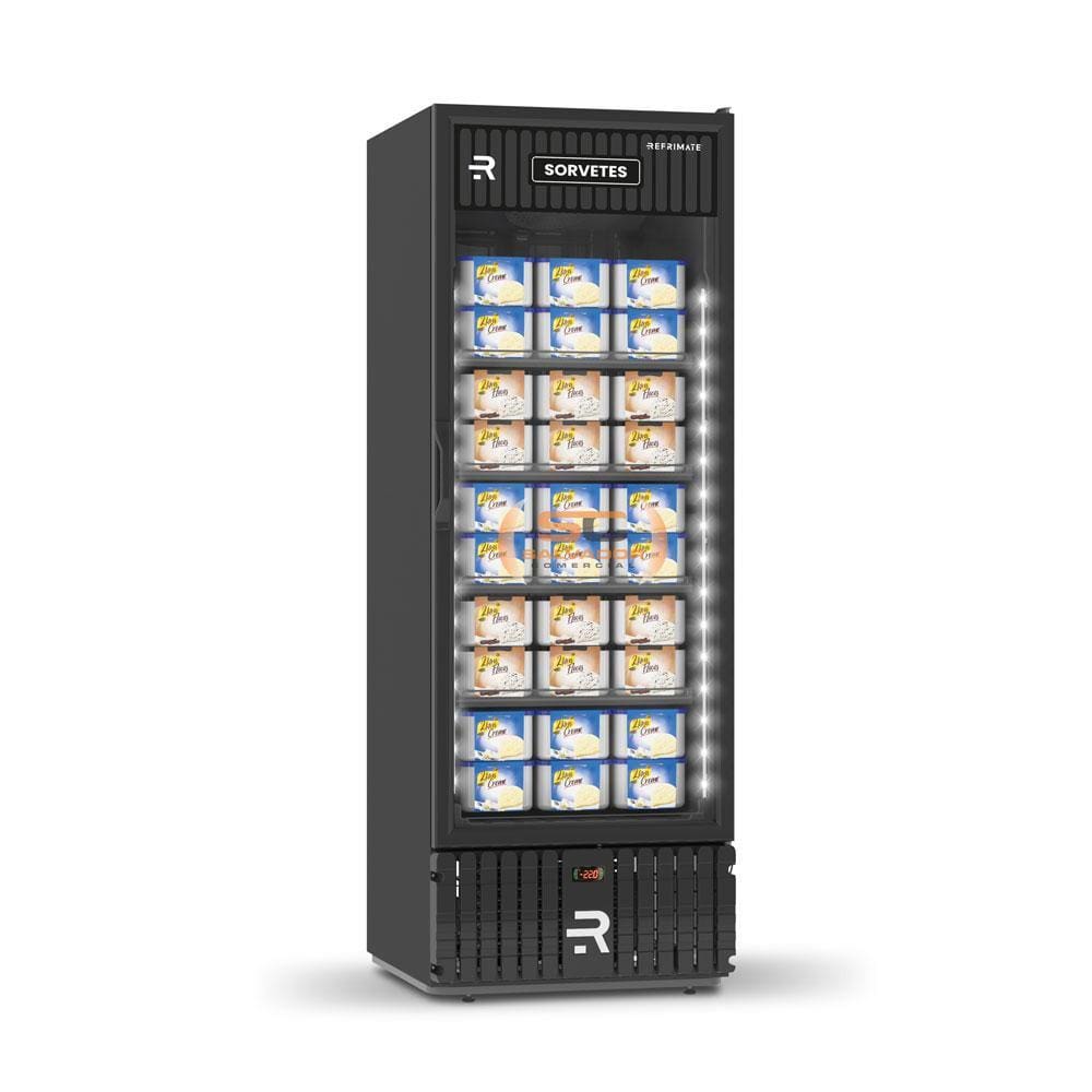 Visa Cooler Sorvete Porta Vidro ar Forçado -22ºc 570l Vcs570pvpp Preto/preto 220v - Refrimate