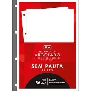 Refil Caderno Argolado Fichário Sem Pauta 80Fls Tilibra