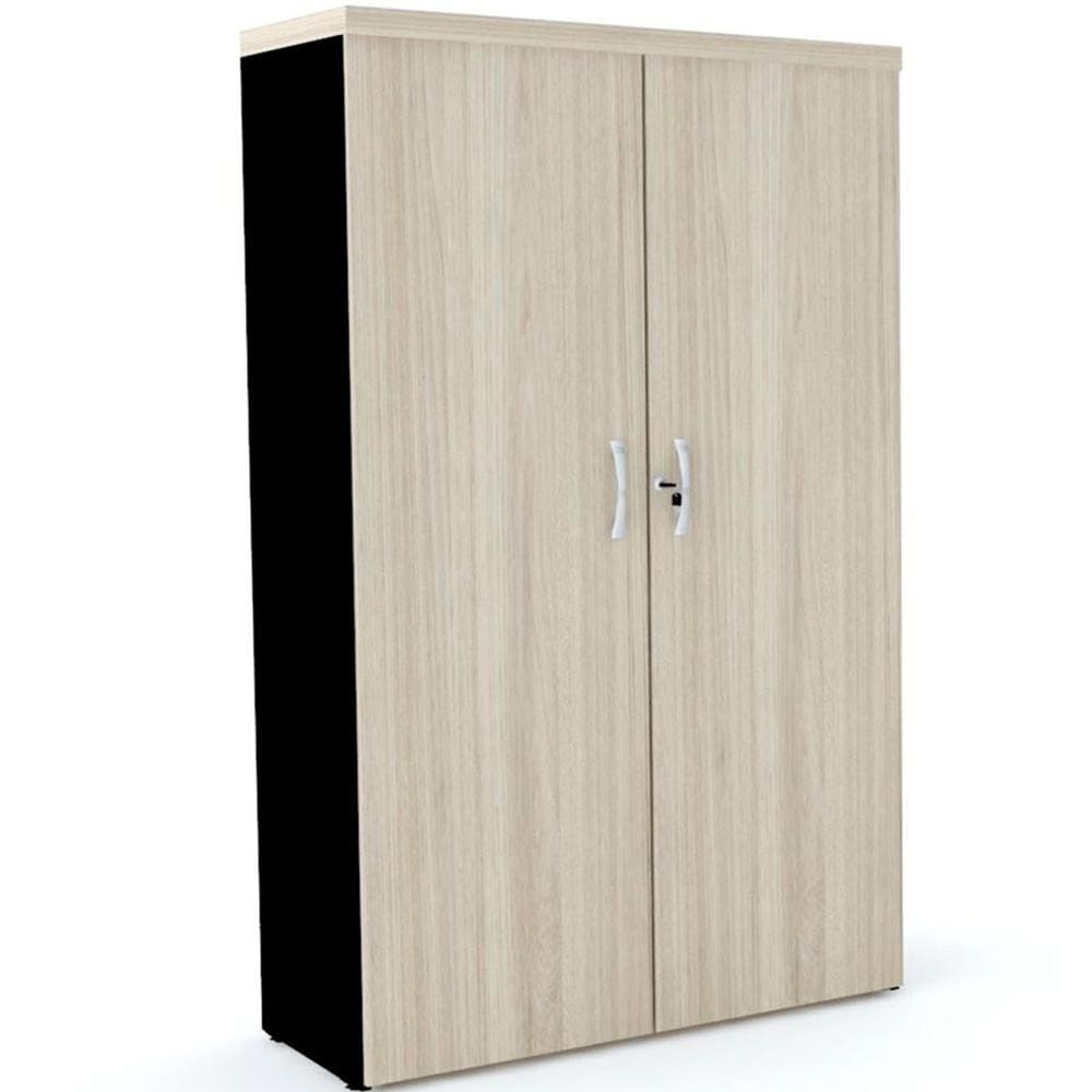 Armário Alto PE40 Pandin 80 cm (largura) em MDP Cor Nogueira CasaBlanca e Preto com Duas Portas