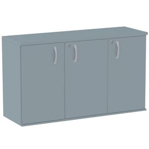 Armário Baixo Credenza PE25 Pandin 121,50 cm (largura) em MDP Cor Liso Cinza com Três Portas