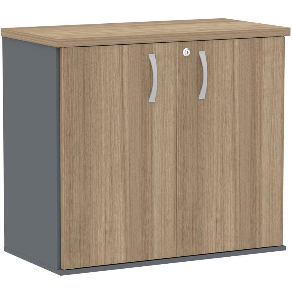 Armário Baixo PE25 Pandin 80 cm (largura) em MDP Cor Noce Naturalle e Grafito com Duas portas