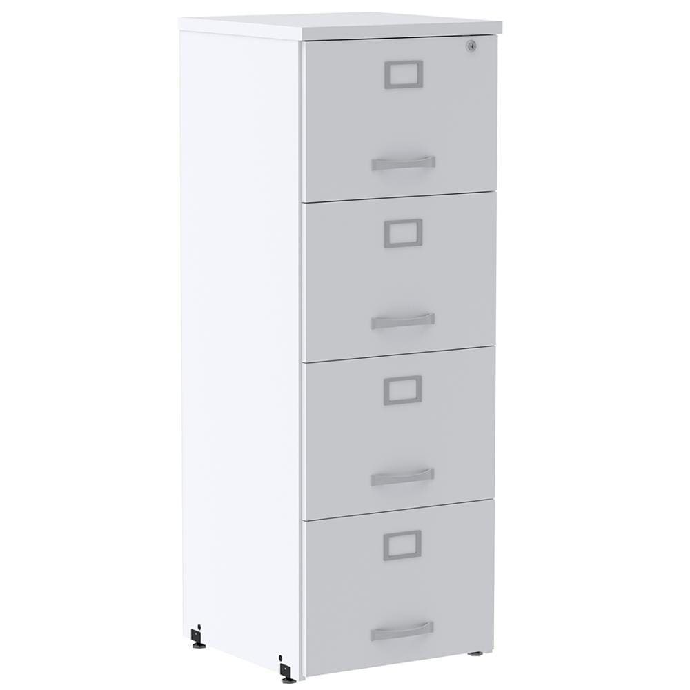 Armário de Arquivo Oficio PE25 Pandin 45,70 cm (largura) em MDP Cor Liso Branco 4 Gavetas