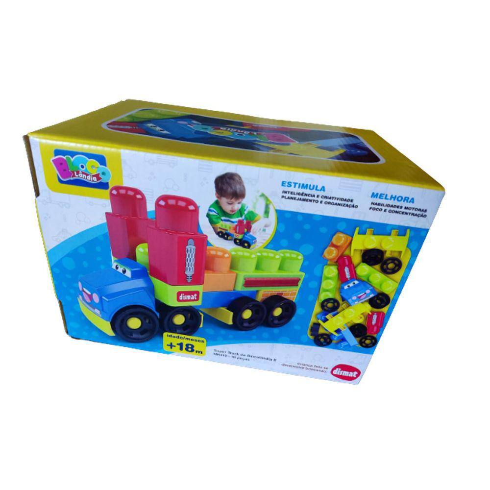 caminhão de brinquedo 18 peças Dismat Pedagogico Infantil Estimula Criatividade