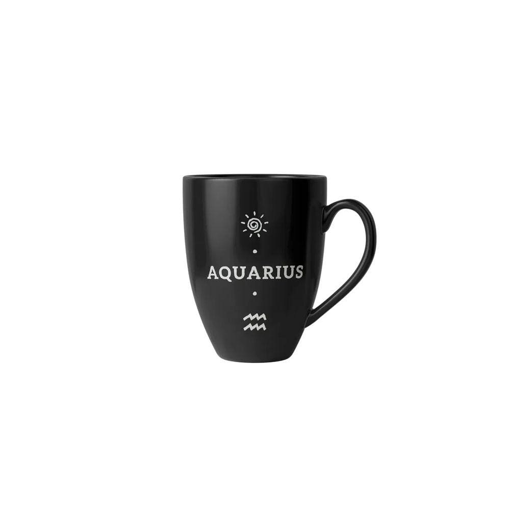 Caneca cerâmica signos aquarius preto