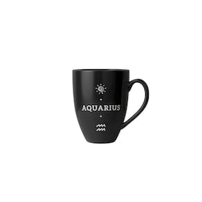 Caneca cerâmica signos aquarius preto