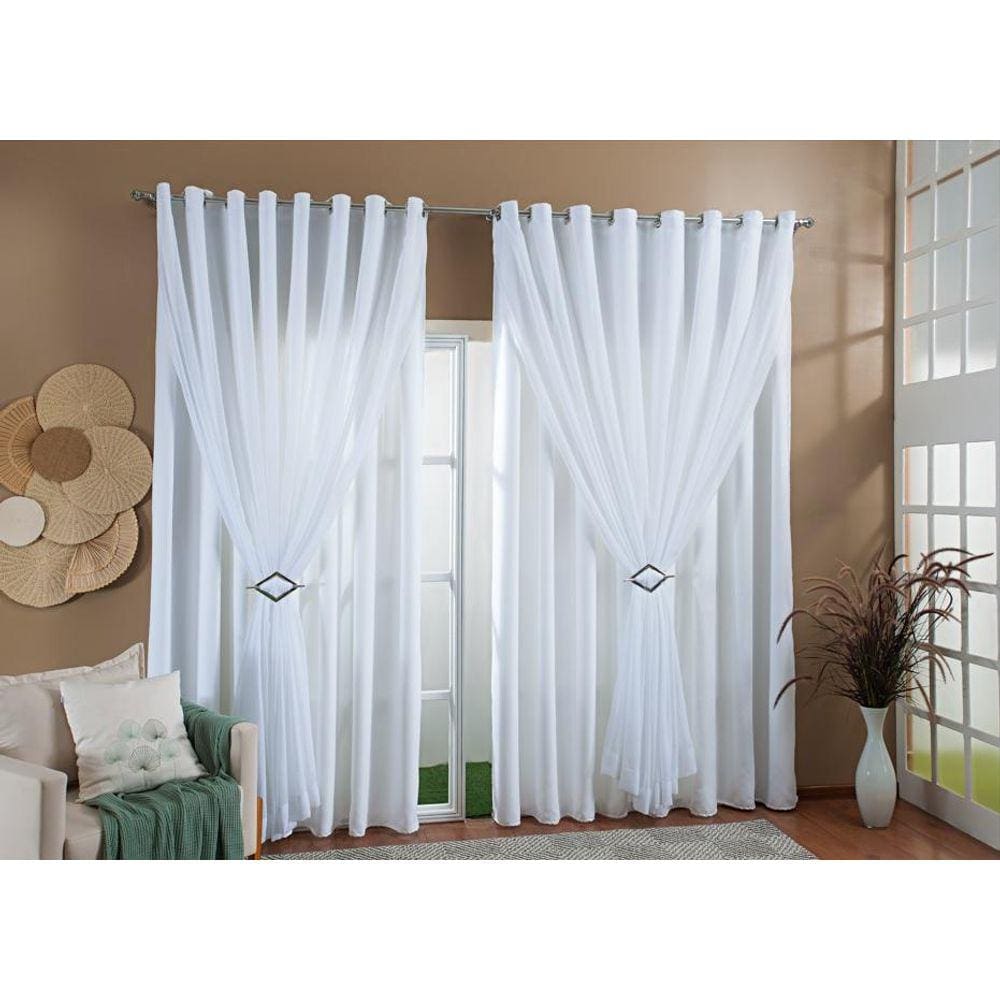 Cortina Gaze Linho Forro Blackout 3,00X2,60 Branco