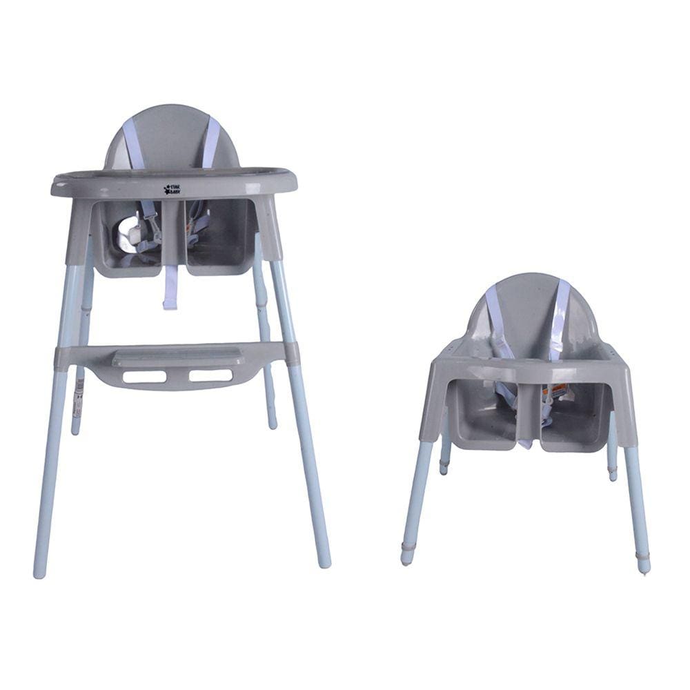 Cadeirão de Alimentação Cadeira Alta Infantil Bebê Bandeja Removivel Cinto de Segurança Papa Cinza - Baby Style