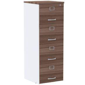 Armário de Arquivo Oficio PE25 Pandin 45,70 cm (largura) em MDP Cor Walnut e Branco 4 Gavetas
