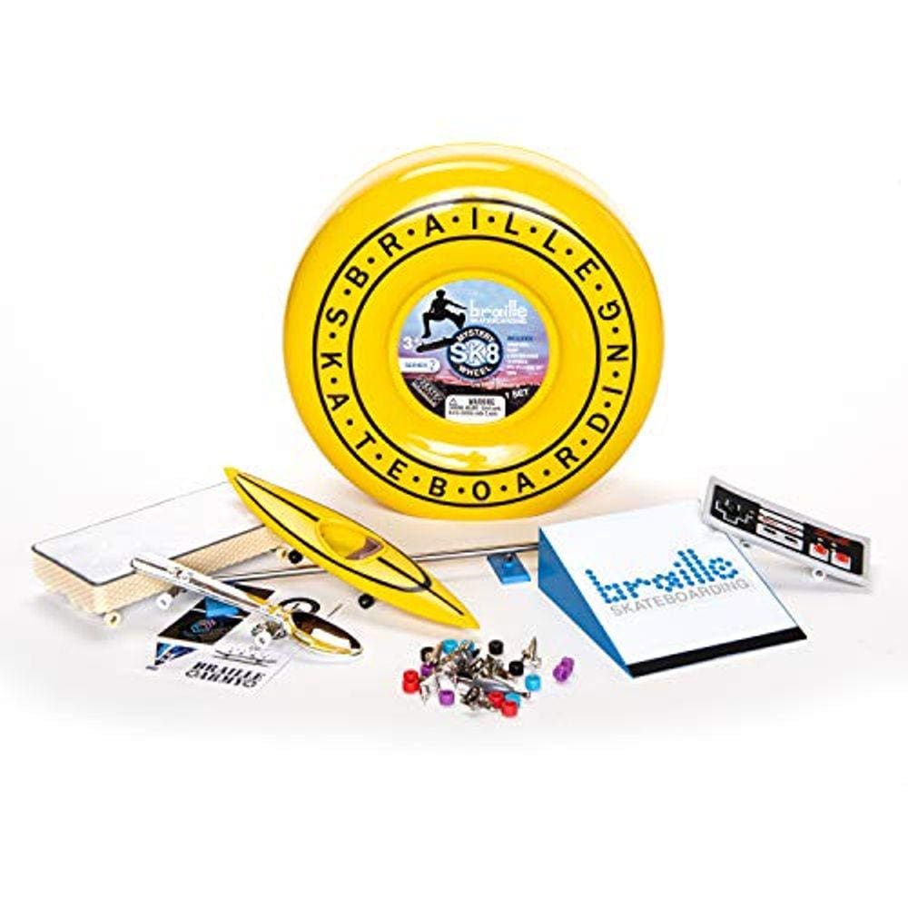 Braille Skateboarding Mystery SK8 Collector Set - Série 2: Conjunto Final Inclui Caixa de Colecionador, 4 Placas de Dedos, Caminhões Avançados, Rodas,