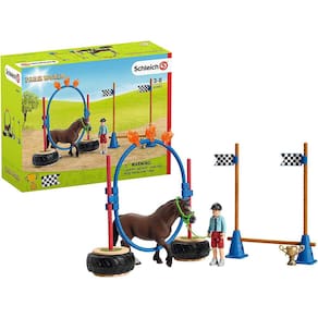 Schleich Farm World, Farm Toys for Girls and Boys Ages 3-8, 22-Piece Horse Playset, Pony Race Agility Set