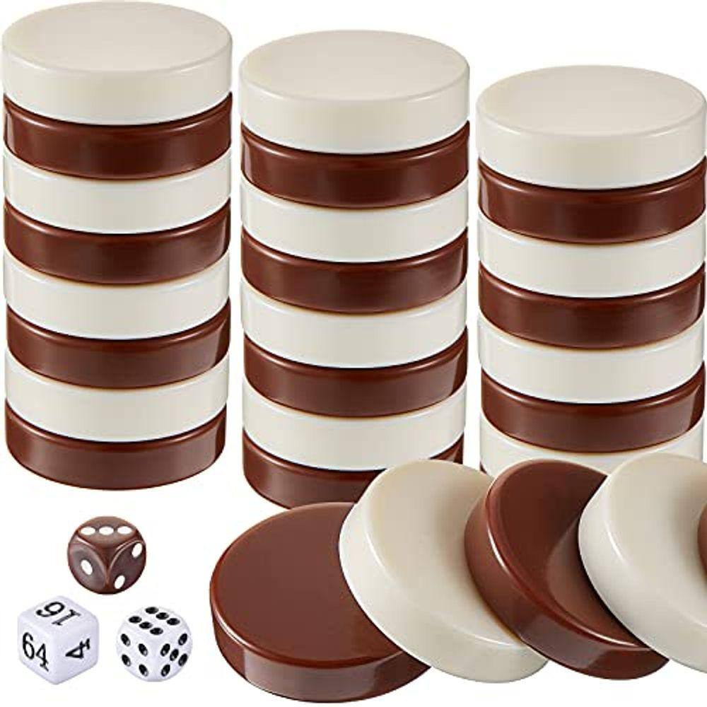 30 peças de gammon peças damas de 1,25 polegadas verificadores de mesa peças de jogo jogando chips de jogo com 5 dados e bolsa de armazenamento de cor