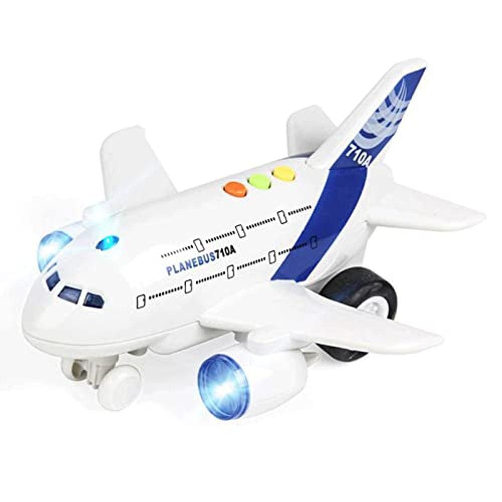 Brinquedos de avião para crianças pequenas, avião de brinquedo movido a fricção para crianças, aeronave de escala 1:200 com luzes e sons piscando para
