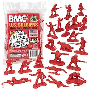 BMC Plastic Army Women - 36pc Red Female Soldier Figures - Made in USA