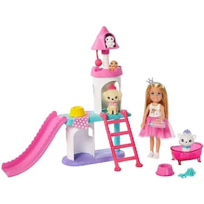 Playset Castelo Barbie Princesa Aventura, Chelsea, 4 animais, acessórios - 3 a 7 anos