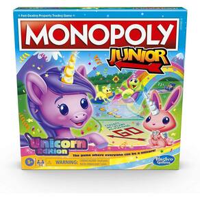 Monopoly Junior: Unicorn Edition Board Game para 2-4 Jogadores, Jogo indoor com tema mágico para crianças de 5 anos ou mais (Exclusivo da Amazon)