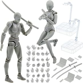 Corpo Kun e Corpo Chan Dx Conjunto, Cinza Desenho Figuras de Ação Feminino e Masculino PVC Desenho Boneca Modelo Figura Corpo Humano com Articulações