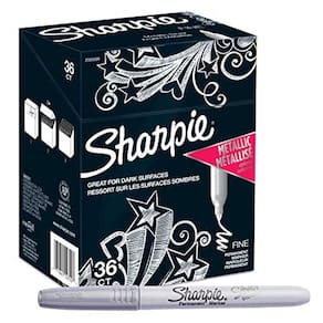 Sharpie 30072 Marcadores Permanentes Finos Prata Metálica, 36 Contagem