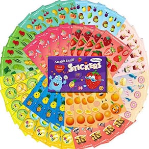 HORIECHALY Scratch and Sniff Stickers - Adesivos de comida para crianças, 48 folhas 12 perfumes presentes de Natal