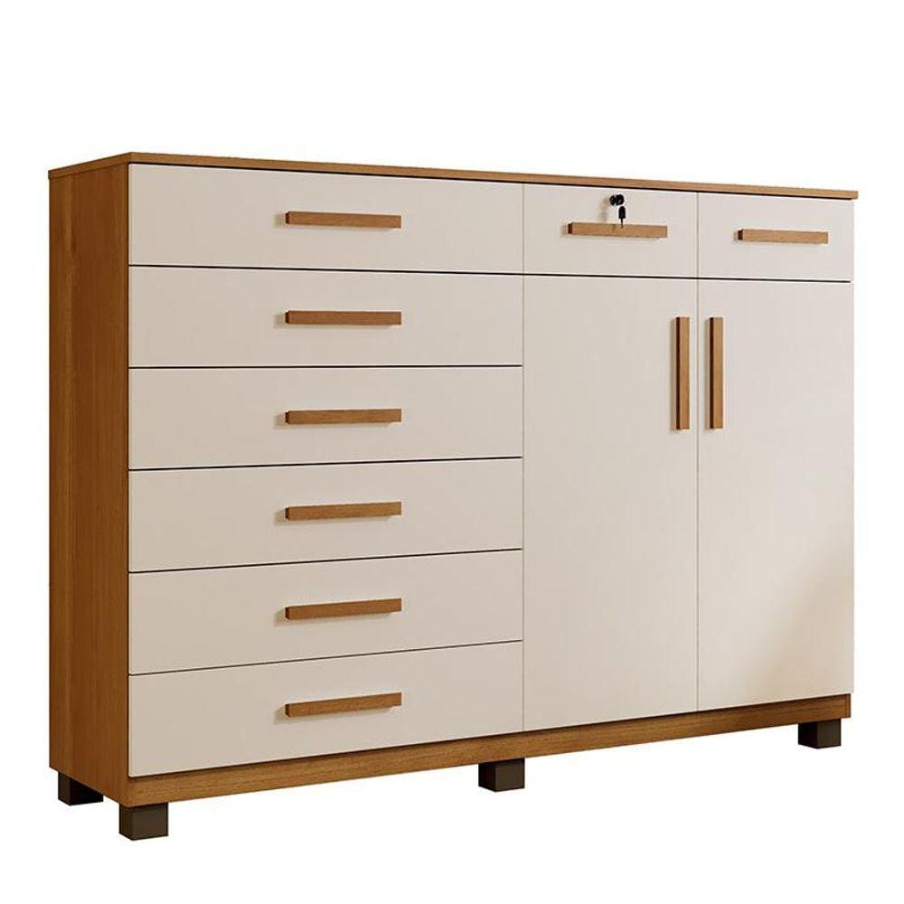 Comoda New Triunfo Quarto com 8 Gavetas e 2 Portas