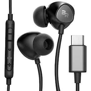Fones de ouvido com fio - Tipo C, com microfone e controle de volume em preto (USB-C)