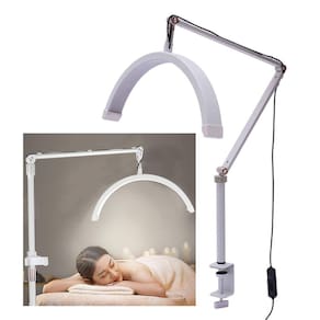 Luminaria Estetica Mesa Arco Meia Lua 3 Tons Ajustavel Suporte Celular Limpeza Pele Rosto Tatuagem Estudio Maquiagem Cilios Sobrancelha