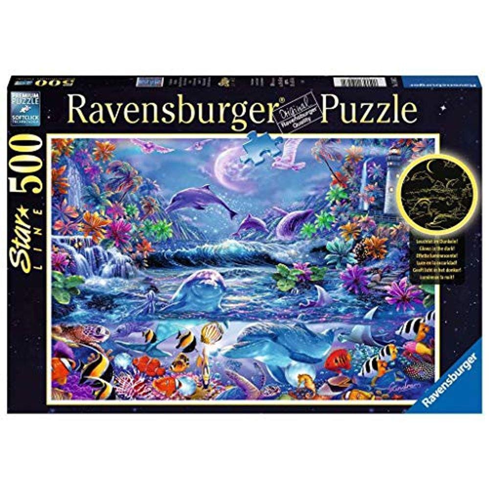 Ravensburger 15047 Moonlit Magic 500 Piece Glow in The Dark Puzzle for Adults - Every Piece is Unique, Softclick Technology Means Pieces Fit Together