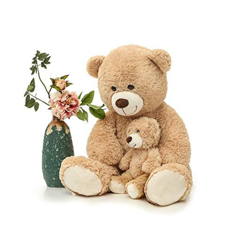 Urso de pelúcia MorisMos Mamãe e Bebê, Marrom, 39 polegadas