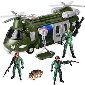 Conjunto Brinquedo Veículos Militares com Helicóptero e Soldados - JOYIN