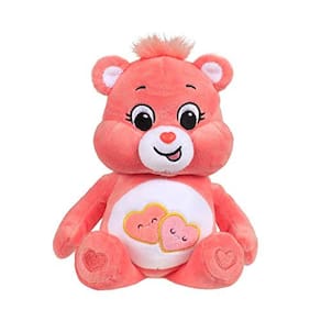 Care Bears 22033 9 polegadas Bean Plush Love-A-Lot Bear, brinquedo de pelúcia fofo colecionável, brinquedos fofinhos para crianças, brinquedos macios