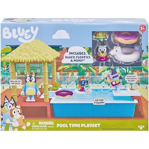 Conjunto de Piscina Bluey, Figura Articulada 2,5-3 Polegadas e Acessórios, Multicolorido (13065)