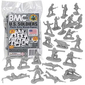 BMC Plastic Army Women - 36pc Gray Female Soldier Figures - Made in USA